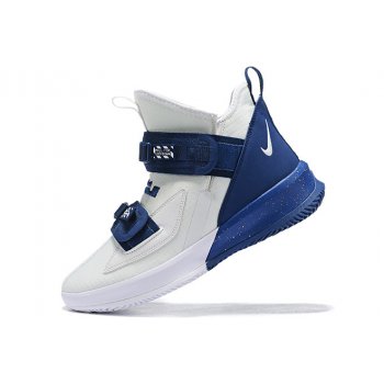 2019 Nike LeBron Soldier 13 White Navy Blue Shoes